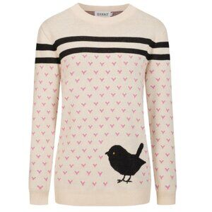 OXKNIT WOMANS APRICOT COLORED ANIMAL VINTAGE JACKQAURD KNITWEAR